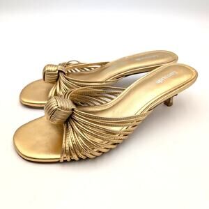 LARROUDÉ Valerie Stiletto Heel Mule Women's Gold Metallic Leather Size US8 EU39